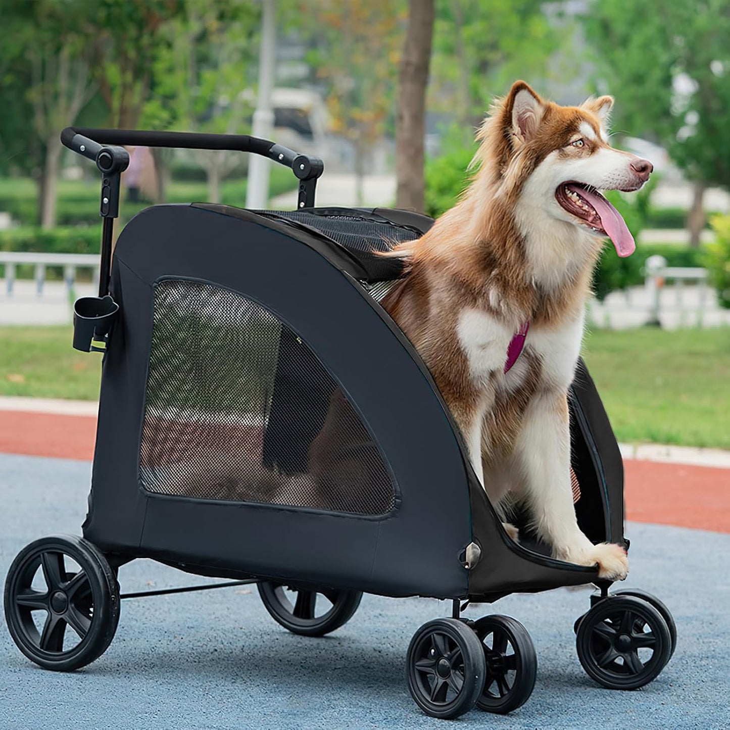 Poussette pliable - StrollyPet™ - Noir - Michelle Belzile