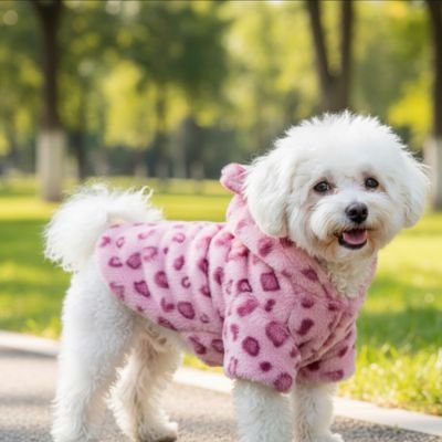Manteau chien leopard rose qui est heureux