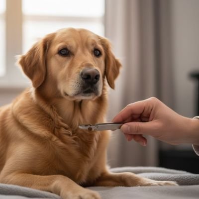 Pince à tique dans le cou du chien